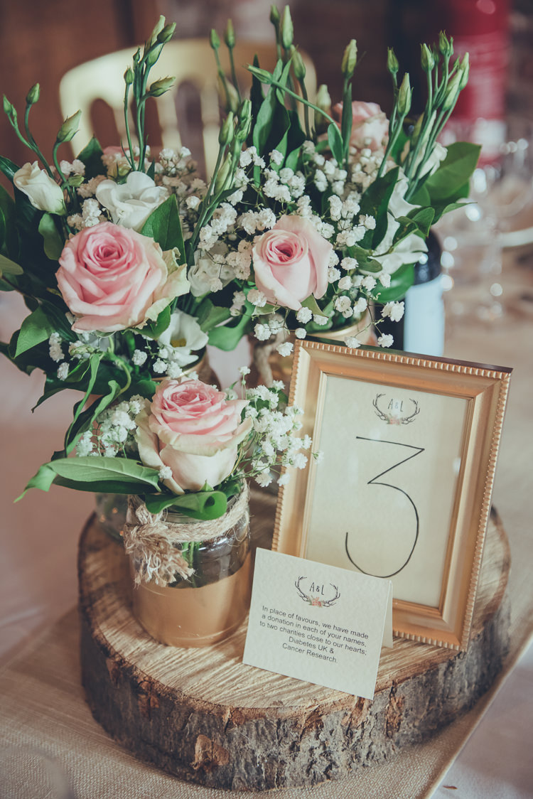 Log Flowers Decor Centrepiece Table Number Frame Jars Bespoke Rustic Homespun Wedding http://lisahowardphotography.co.uk/