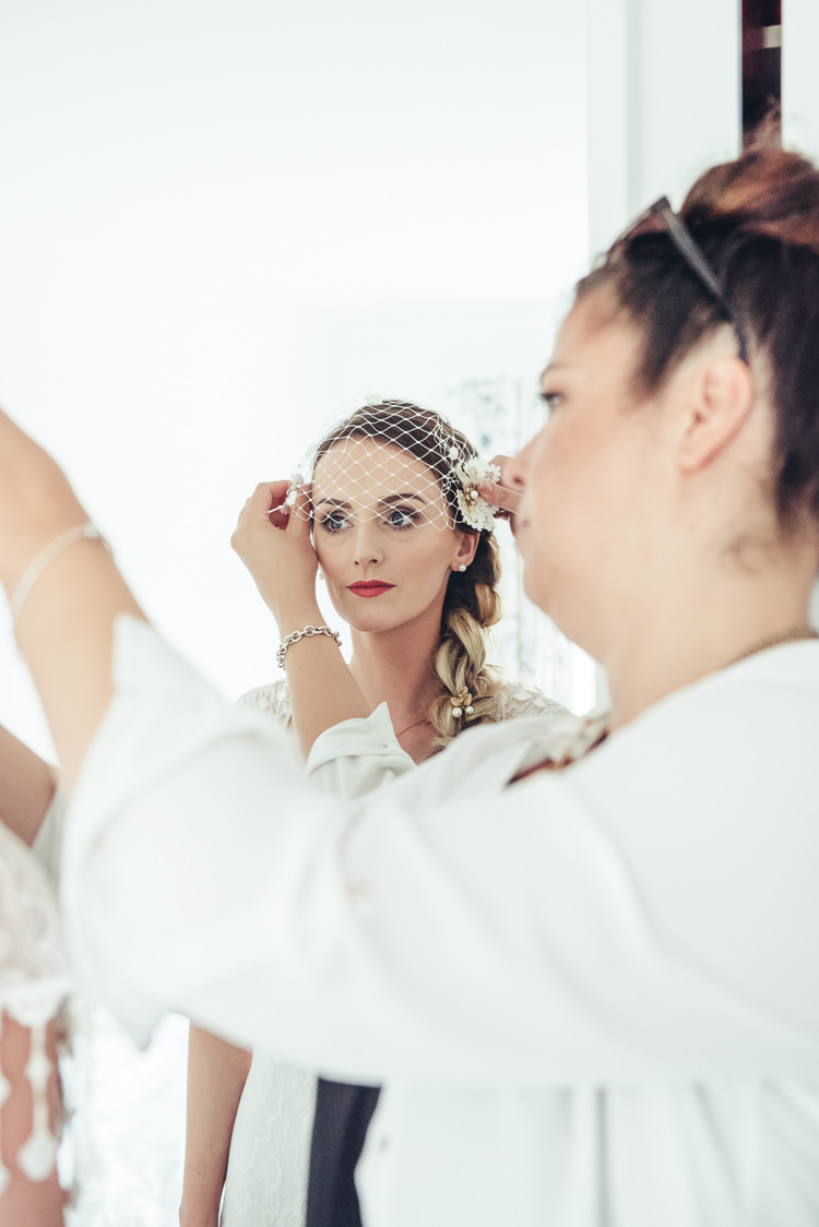 Bride Bridal Birdcage Veil Plait Hair Style Bespoke Rustic Homespun Wedding http://lisahowardphotography.co.uk/
