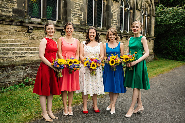 Rainbow Bridesmaids Dresses Fun Multicoloured Party Wedding http://www.pauljosephphotography.co.uk/