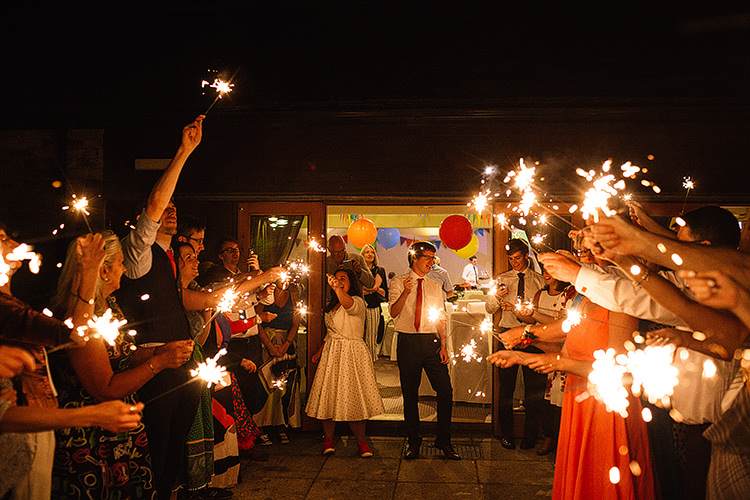 Sparkler Exit Fun Multicoloured Party Wedding http://www.pauljosephphotography.co.uk/