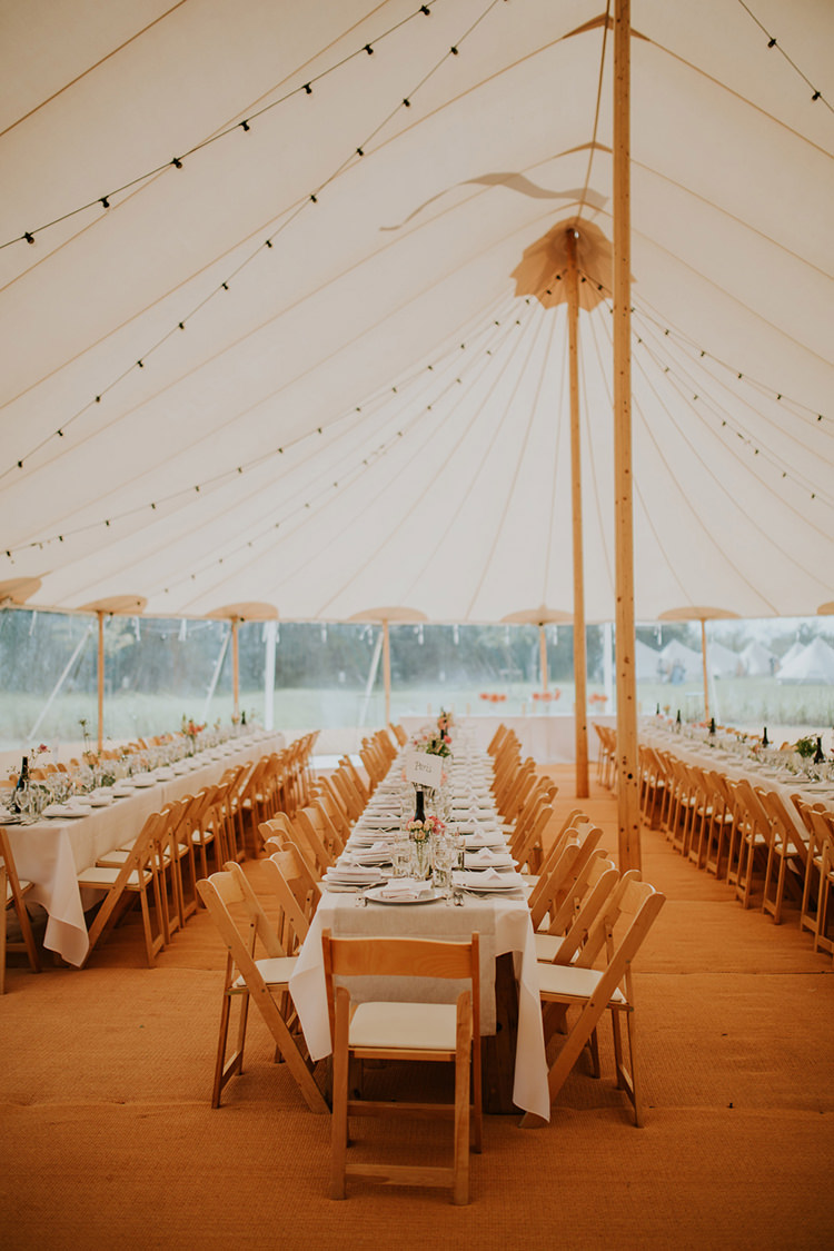 Pole Tent Marquee Festoon Lights Long Tables Beautiful Classic English Countryside Wedding http://jenmarino.com/