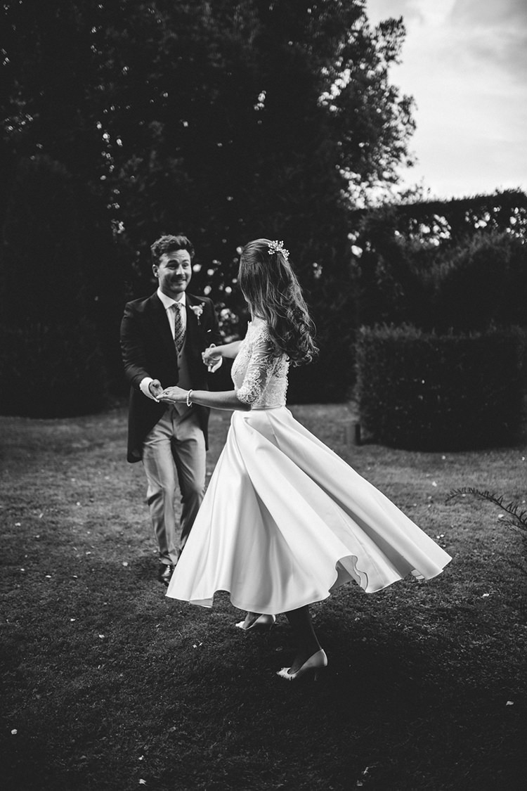 Short Dress Bride Bridal Lace Sleeves Gown Beautiful Classic English Countryside Wedding http://jenmarino.com/