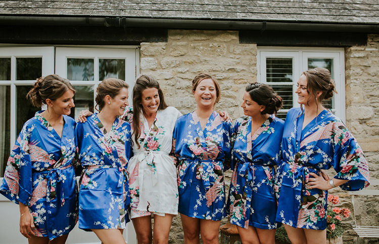 Floral Silk Dressing Gowns Bride Bridesmaids Beautiful Classic English Countryside Wedding http://jenmarino.com/