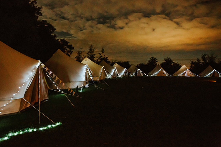 Glamping Bell Tend Fairy Lights Camping Beautiful Classic English Countryside Wedding http://jenmarino.com/