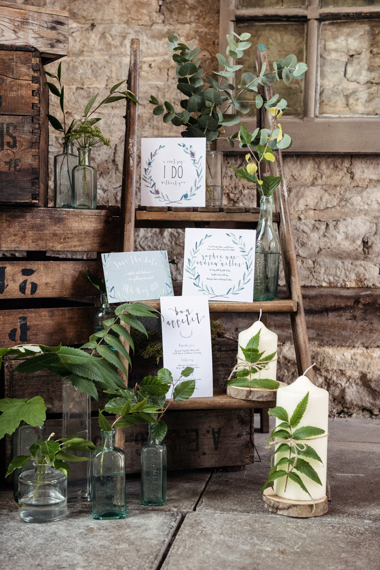 Ladder Decor Candles Organic Foliage Rustic Wedding Ideas http://www.sarahvivienne.co.uk/