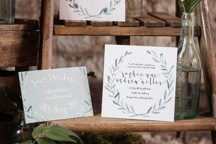 Wreath Stationery Invitations Organic Foliage Rustic Wedding Ideas http://www.sarahvivienne.co.uk/