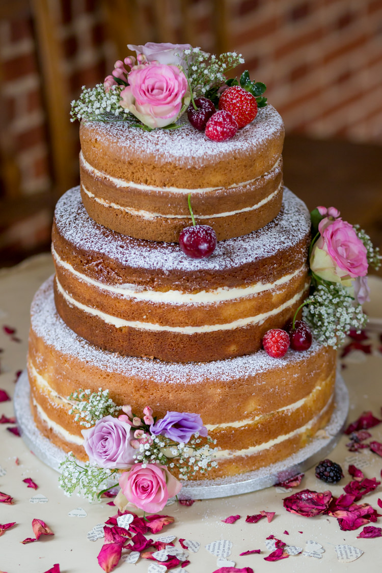 Naked Victoria Sponge Cake Flowers Icing Vintage 1950s Summer Fete Wedding http://www.mia-photography.com/