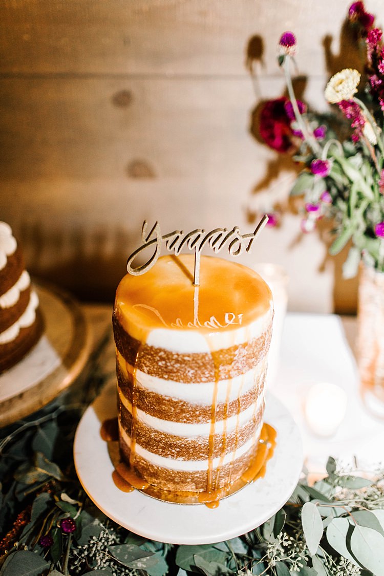 Reception Multilayered Wedding Cake Wooden Cake Topper Fresh Florals Eucalyptus Whimsical Boho Outdoor Wedding Alabama http://belightphotography.com/