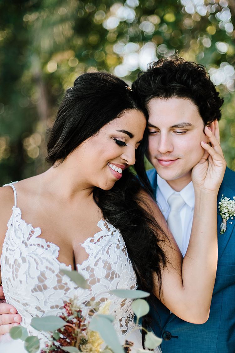 Bride Ivory Lace Tulle Haley Paige Bridal Gown Loose Braid Fresh Wild Floral Eucalyptus Bouquet Groom Navy Blue Suit Ivory Tie Whimsical Boho Outdoor Wedding Alabama http://belightphotography.com/