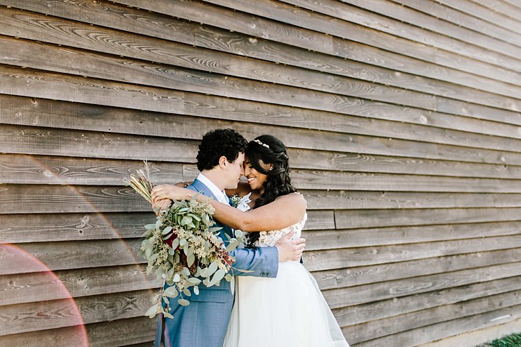 Bride Ivory Lace Tulle Haley Paige Bridal Gown Loose Braid Fresh Wild Floral Eucalyptus Bouquet Groom Navy Blue Suit Ivory Tie Whimsical Boho Outdoor Wedding Alabama http://belightphotography.com/
