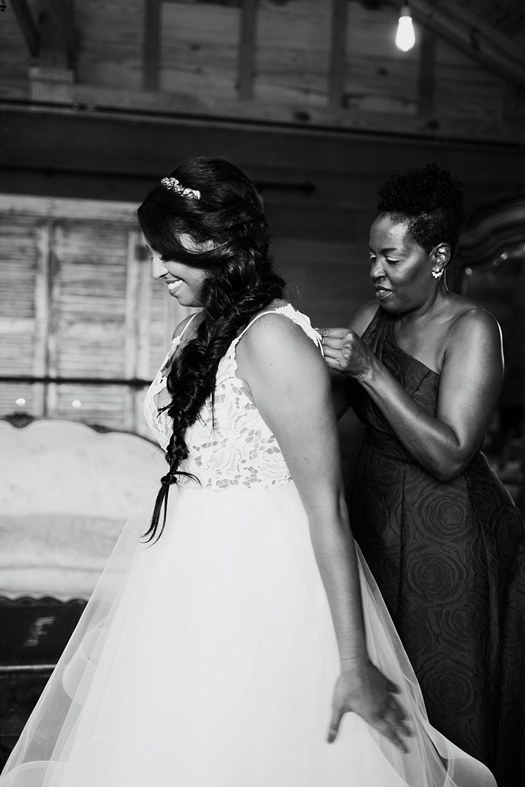 Bride Ivory Lace Tulle Haley Paige Bridal Gown Loose Braid Wooden Barn Whimsical Boho Outdoor Wedding Alabama http://belightphotography.com/