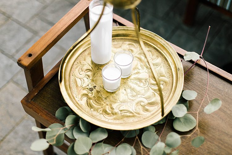Décor Gold Plate White Candles Eucalyptus Wooden Shelf Whimsical Boho Outdoor Wedding Alabama http://belightphotography.com/