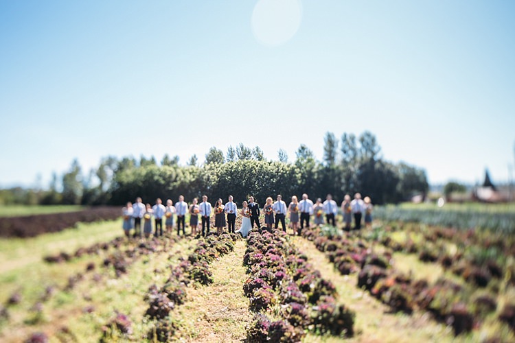 Bridal Party Bride Groom Bridesmaids Groomsmen Vegetable Patch Trees Organic Farm Wedding Washington http://www.katiedayphotos.com/