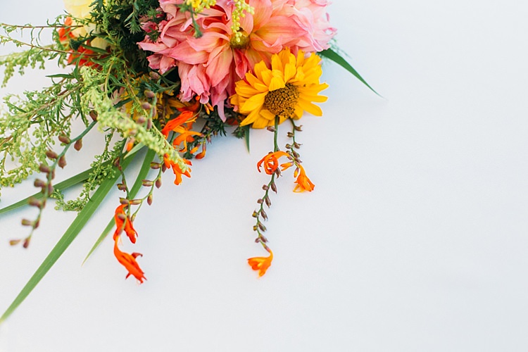 Fresh Bright Orange Yellow Pink Florals Organic Farm Wedding Washington http://www.katiedayphotos.com/