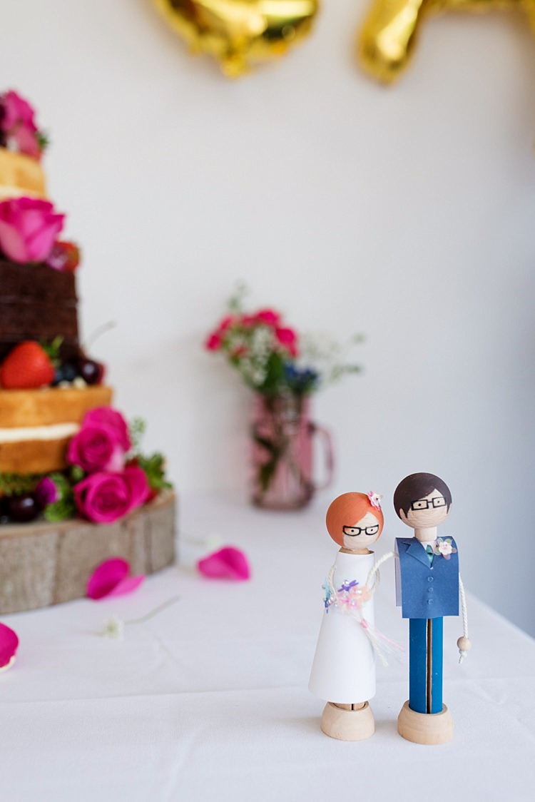 Wooden Cake Topper Bride Groom Bright Quirky Crafty Wedding http://www.babbphoto.com/