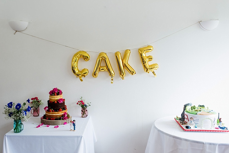 Cake Table Balloons Bright Quirky Crafty Wedding http://www.babbphoto.com/