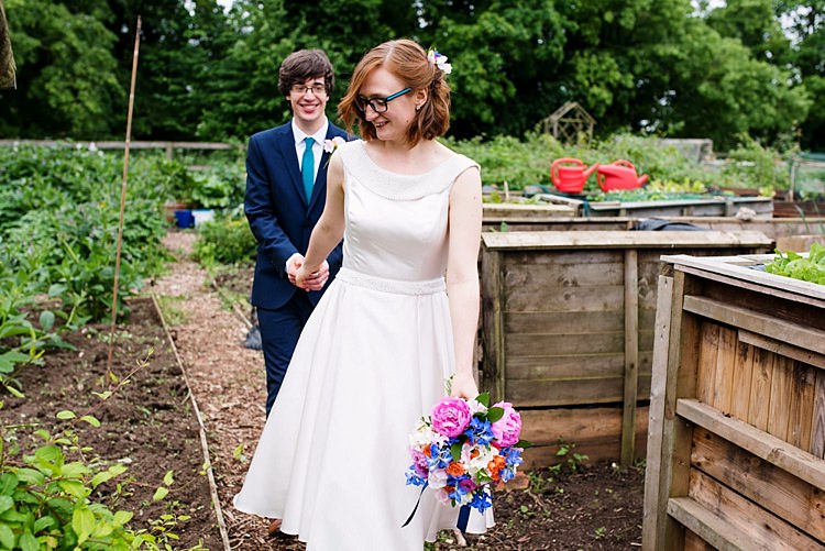 Short Dress Gown Bride Bridal Loulou Bright Quirky Crafty Wedding http://www.babbphoto.com/