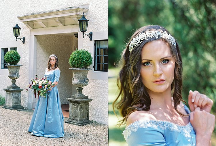 Blue Dress Gown Bride Bridal Arts & Crafts Jewel Tone Wedding Ideas http://www.veronalain.com/