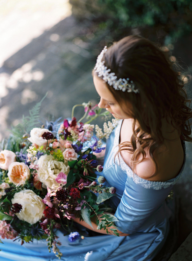 Bouquet Flowers Rich Rose Peony Red Blue Green Bride Bridal Arts & Crafts Jewel Tone Wedding Ideas http://www.veronalain.com/
