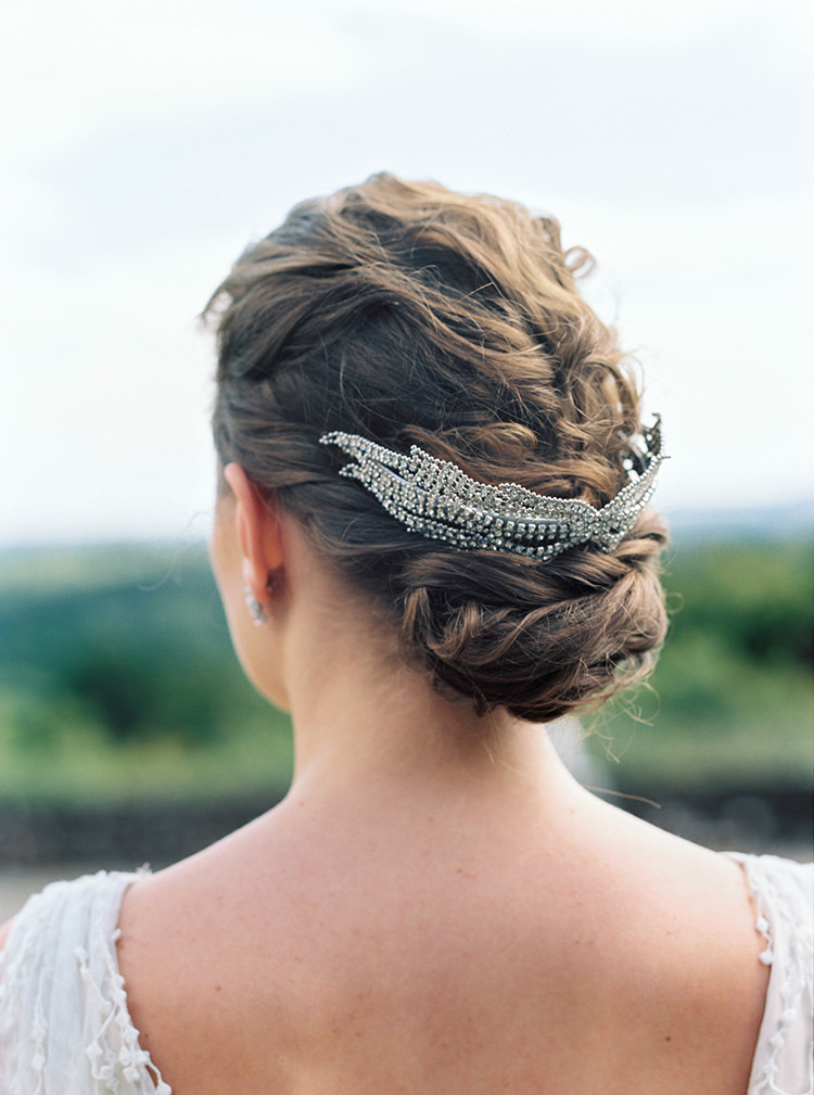 Bride Bridal Hair Up Do Style Accessory Arts & Crafts Jewel Tone Wedding Ideas http://www.veronalain.com/