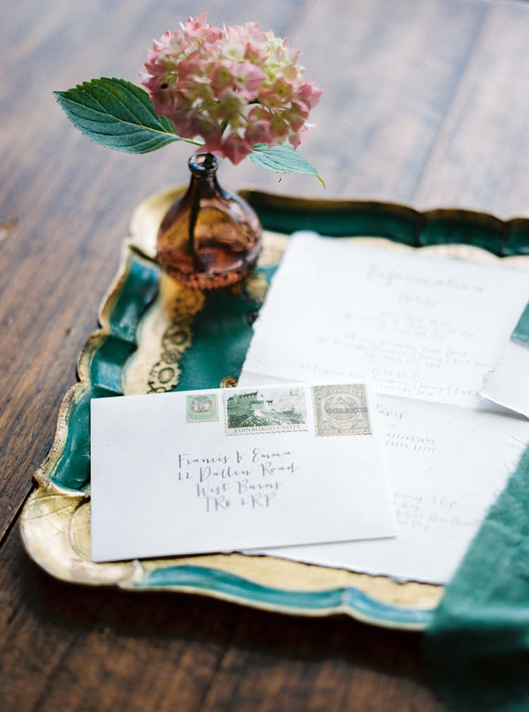 Stationery Calligraphy Envelope Stamps Arts & Crafts Jewel Tone Wedding Ideas http://www.veronalain.com/