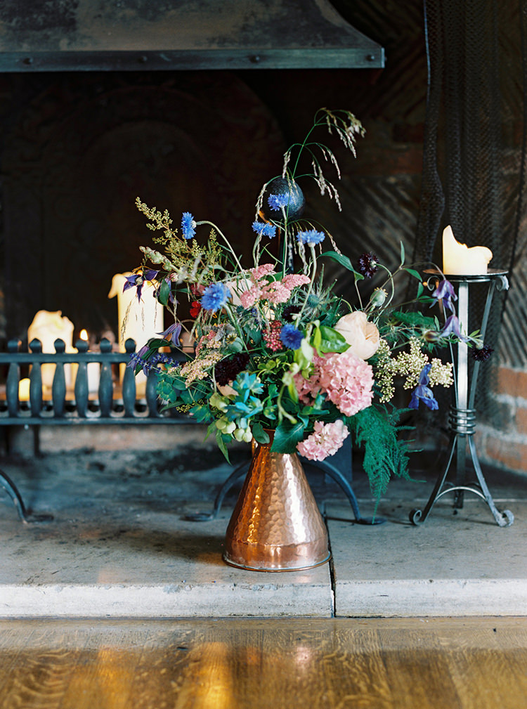 Copper Jug Flowers Decor Arts & Crafts Jewel Tone Wedding Ideas http://www.veronalain.com/
