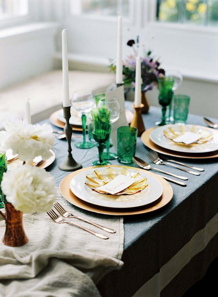 Candles Gold Plates Table Scape Decor Arts & Crafts Jewel Tone Wedding Ideas http://www.veronalain.com/