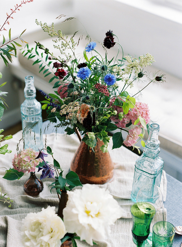 Flowers Copper Jugs Bottles Glasses Decor Arts & Crafts Jewel Tone Wedding Ideas http://www.veronalain.com/