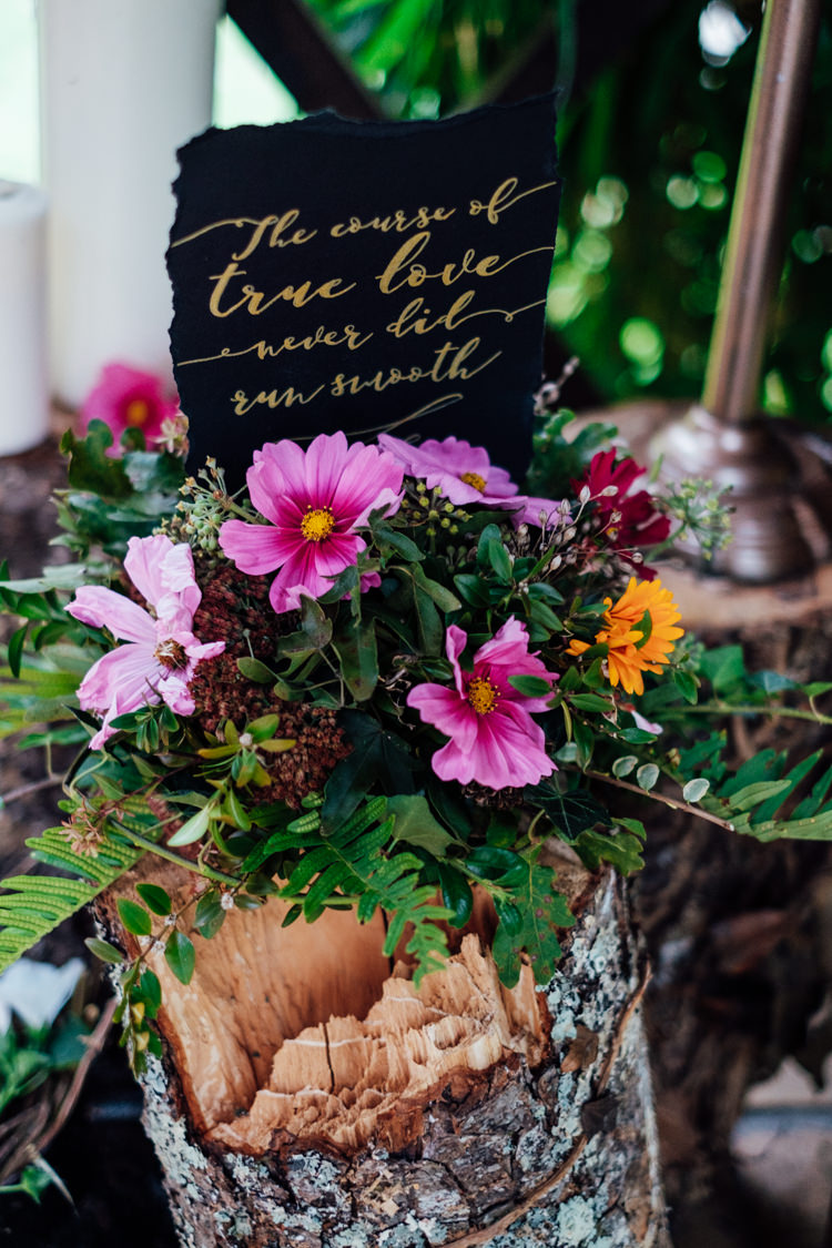 Love Quote Calligraphy Black Gold Whimsical Midsummer Night's Dream Wedding Ideas http://www.annapumerphotography.com/