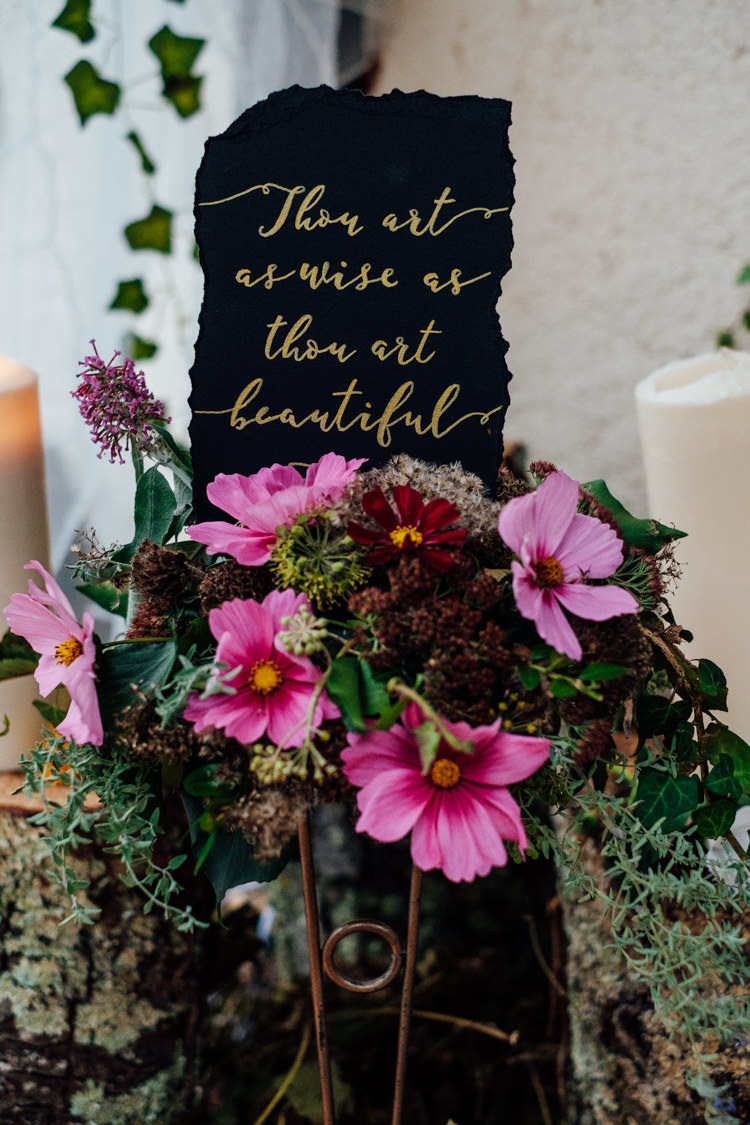 Sign Calligraphy Gold Whimsical Midsummer Night's Dream Wedding Ideas http://www.annapumerphotography.com/