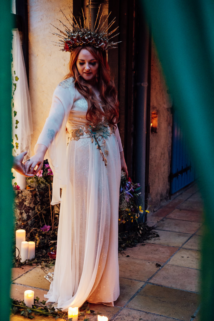 Dress Gown Bride Bridal Long Glittery Whimsical Midsummer Night's Dream Wedding Ideas http://www.annapumerphotography.com/