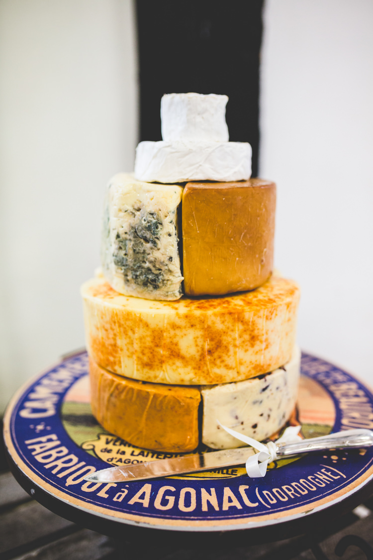 Cheese Tower Stack Cake Stylish Relaxed Fun White Wedding http://www.livvy-hukins.co.uk/
