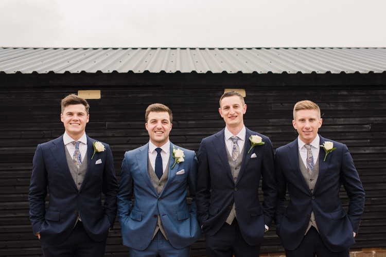 Blue Suit Groom Groomsmen Simple Elegant Pretty Barn Wedding http://www.fayecornhillphotography.co.uk/
