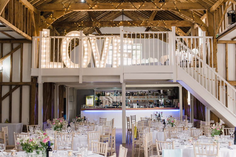 LOVE Letter Lights Milling Barn Simple Elegant Pretty Barn Wedding http://www.fayecornhillphotography.co.uk/
