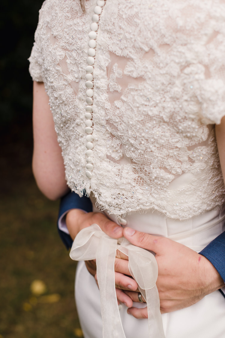 Button Back Lace Top Bride Bridal Simple Elegant Pretty Barn Wedding http://www.fayecornhillphotography.co.uk/