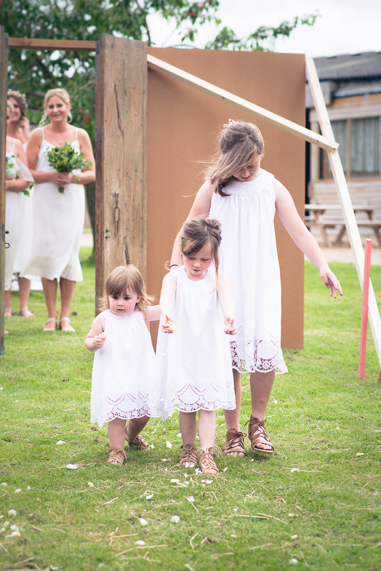 Flower Girls White Lace Dresses Sandles Outdoor Boho Botanical Farm Wedding http://www.lauraophotography.com/