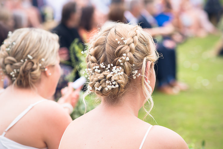 Bridesmaid Hair Flowers Plaits Braids Outdoor Boho Botanical Farm Wedding http://www.lauraophotography.com/
