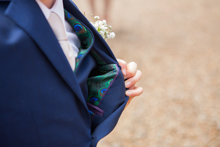 Peacock Suit Lining Groom Teal Gold Barn Wedding http://www.mr-and-mrs-wedding-photography.co.uk/