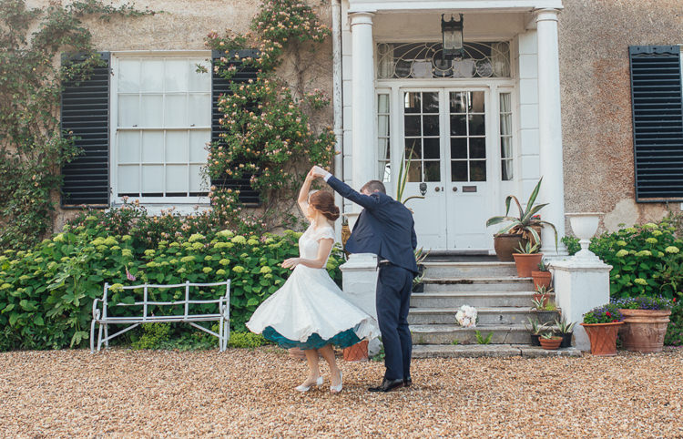 Short Dress Bride Bridal Gown Petticoat Teal Gold Barn Wedding http://www.mr-and-mrs-wedding-photography.co.uk/