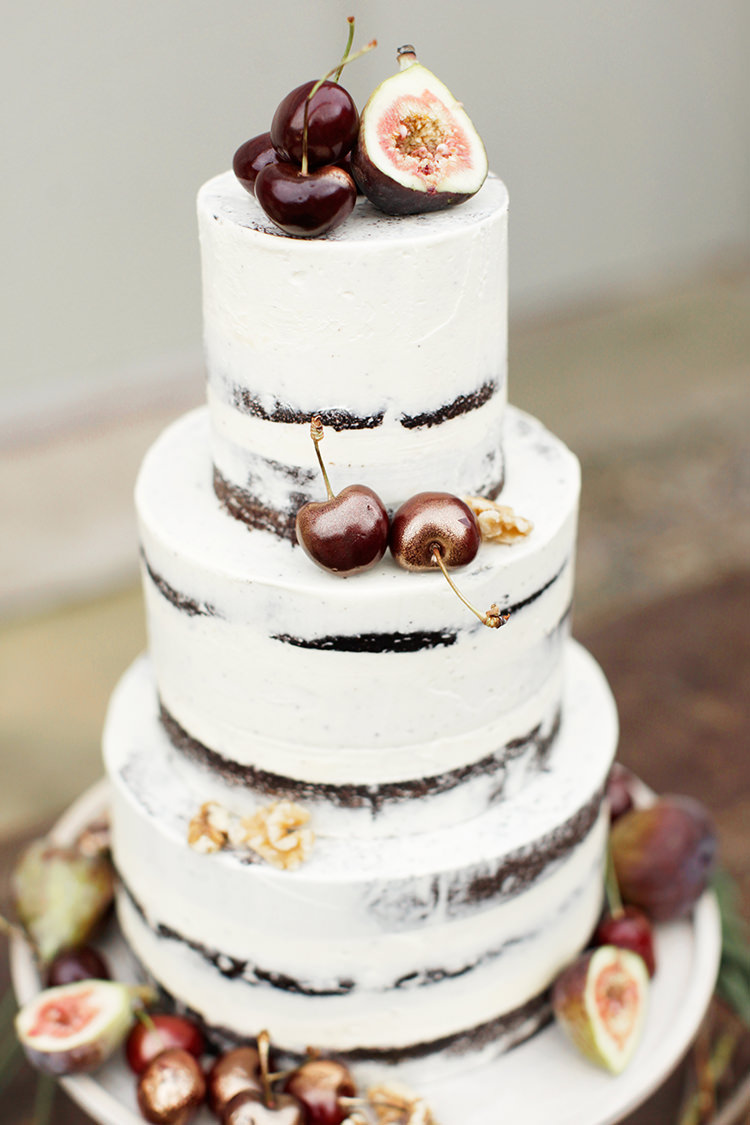 Butter Cream Naked Cake Fruit Chocolate Sponge Layer Soft Pale Fine Art Wedding Ideas http://rachelrosephotography.co.uk/