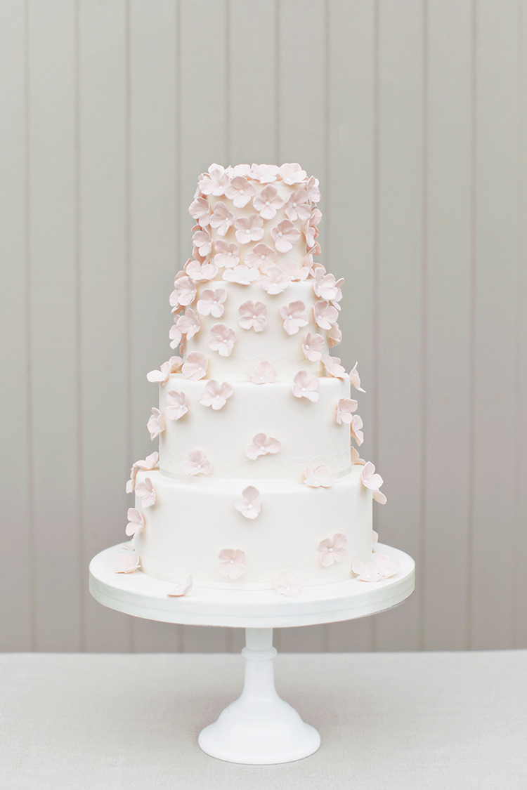 Pink Flower Petal Cake Soft Pale Fine Art Wedding Ideas http://rachelrosephotography.co.uk/