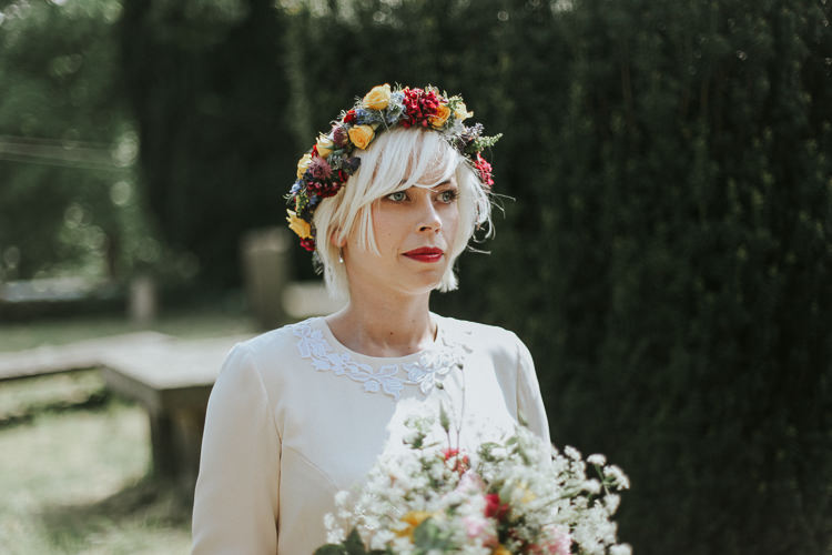 Bride Bridal Flower Crown Halo Headdress Indie Mismatched Colourful Wedding http://foxandowl.uk/