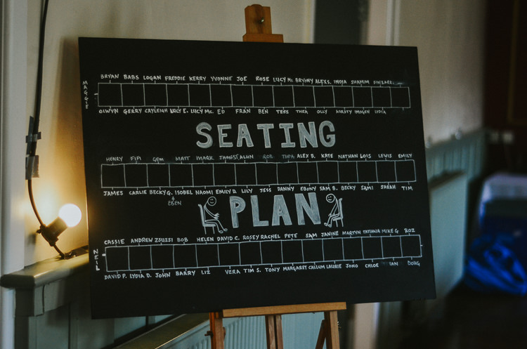 Chalk Seating Plan Table Chart Indie Mismatched Colourful Wedding http://foxandowl.uk/
