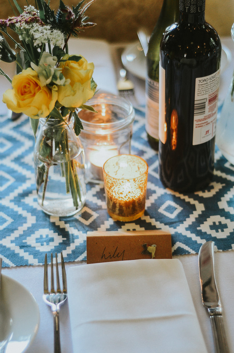 Candles Place Setting Name Tag Indie Mismatched Colourful Wedding http://foxandowl.uk/