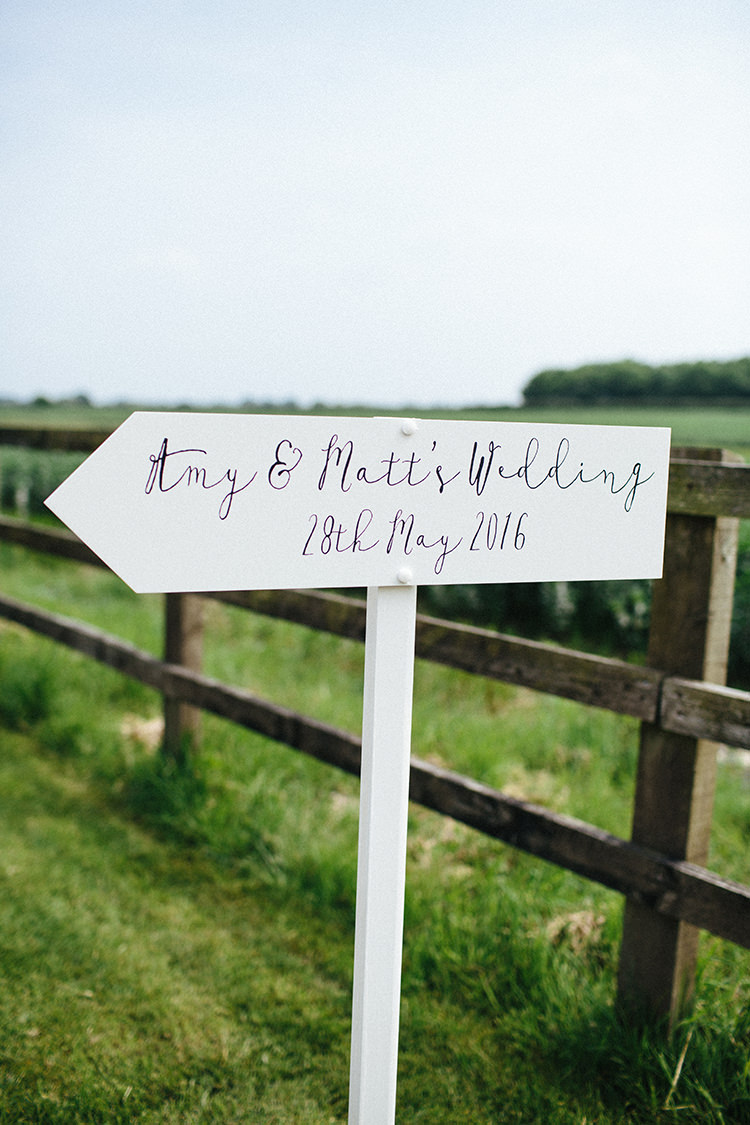 Calligraphy Lettering Sign Post White Soft Springtime Countryside Wedding http://www.claudiarosecarter.co.uk/