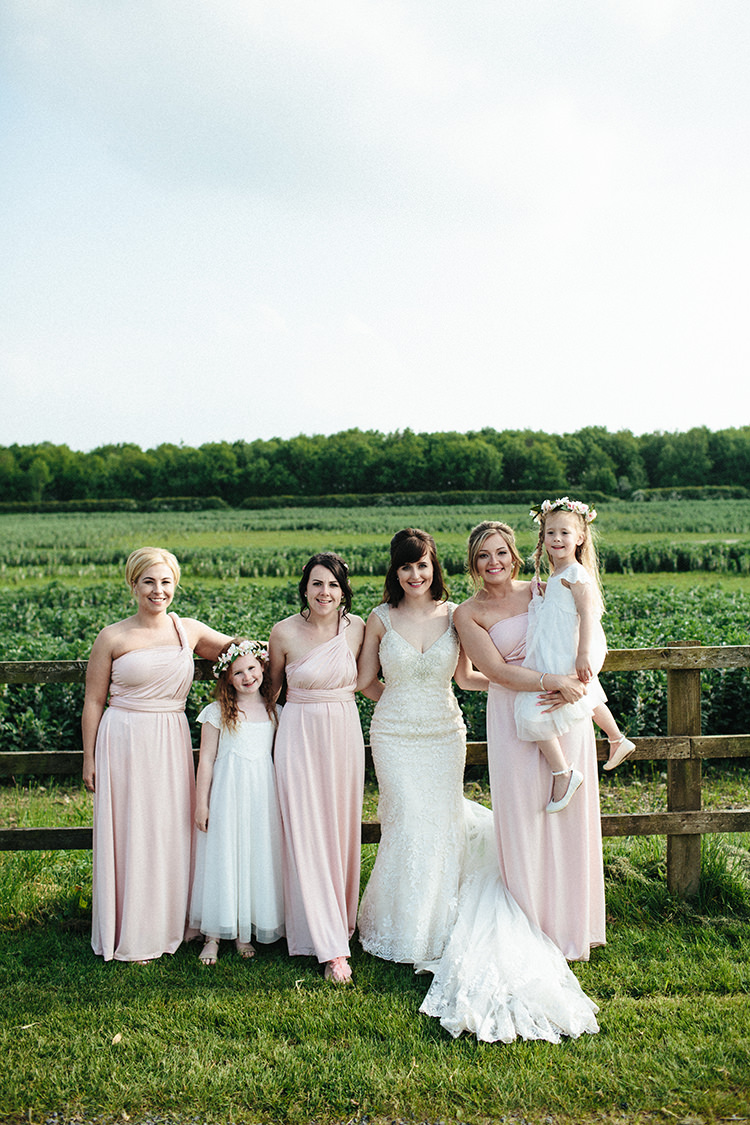 Long Pink Bridesmaid Dresses Multiway Soft Springtime Countryside Wedding http://www.claudiarosecarter.co.uk/
