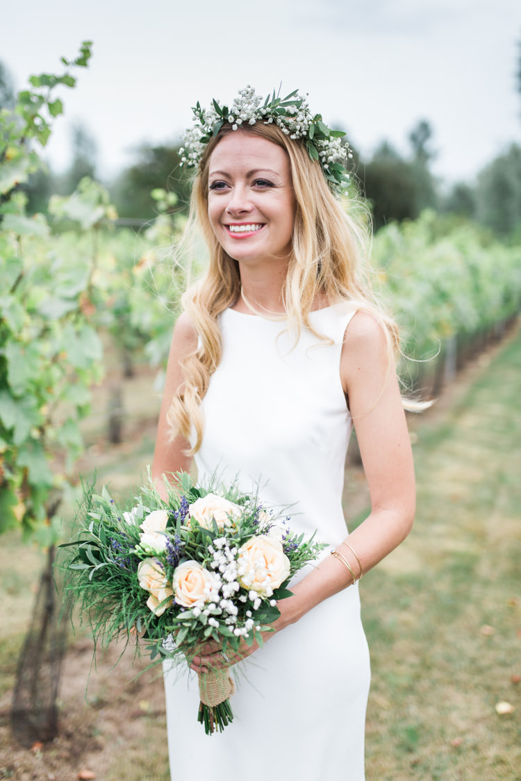 Charlie Brear Dress Bride Bridal Gown Flower Crown Bohemian Vineyard Wedding http://www.gemmagiorgio.com/