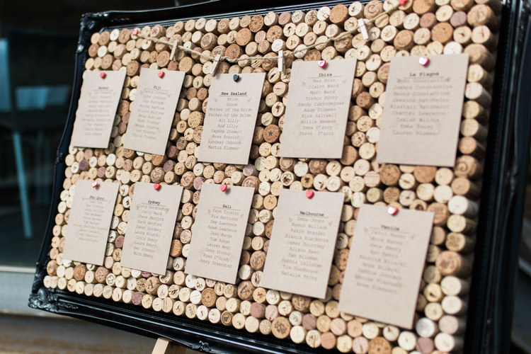 Cork Seating Plan Table Chart Bohemian Vineyard Wedding http://www.gemmagiorgio.com/