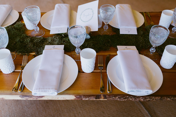 Moss Table Centrepiece Runner Green White Linen Stationery Glasswear Bohemian Outdoor Blessing Garden Wedding http://www.lukehayden.co.uk/