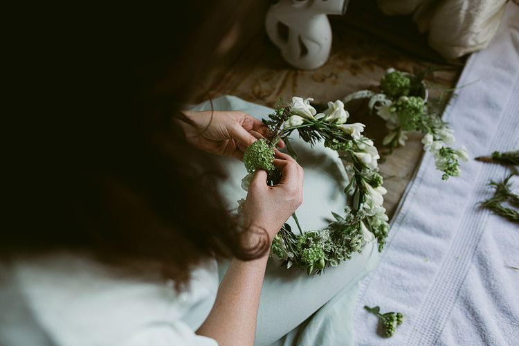 Flower Crown Making Bridesmaids Bohemian Outdoor Blessing Garden Wedding http://www.lukehayden.co.uk/